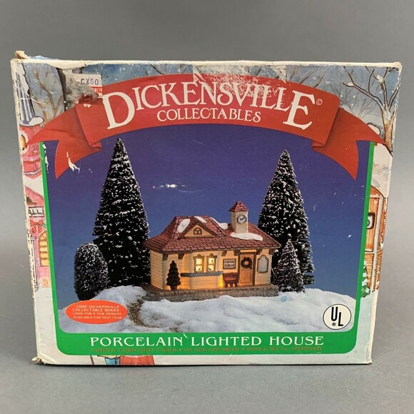 1990 Dickensville Collectibles Porcelain Lighted House Wesaon Station - Picture 10 of 11